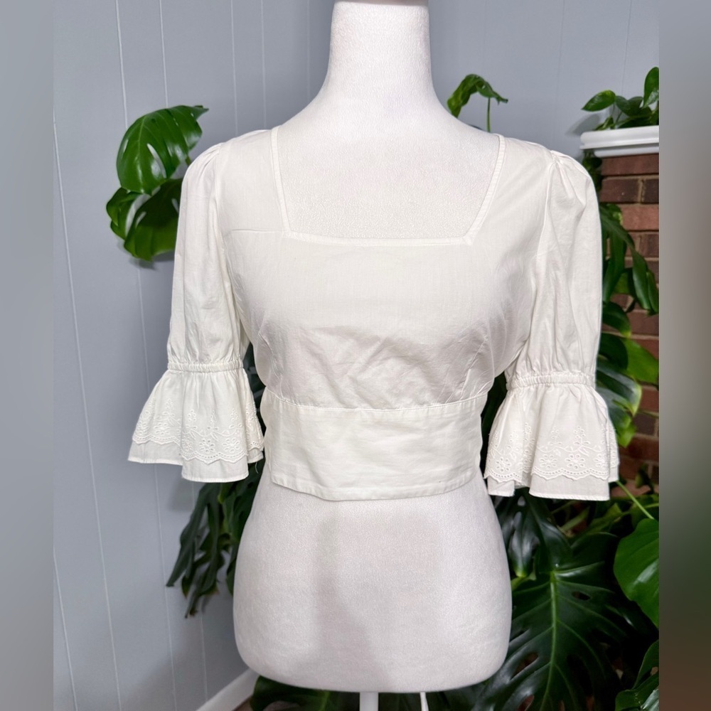 Veromoda 100% Cotton open back white Top Size S - Picture 2 of 8